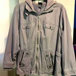 Torrid grey cotton jacket with hood 100% lined size 3